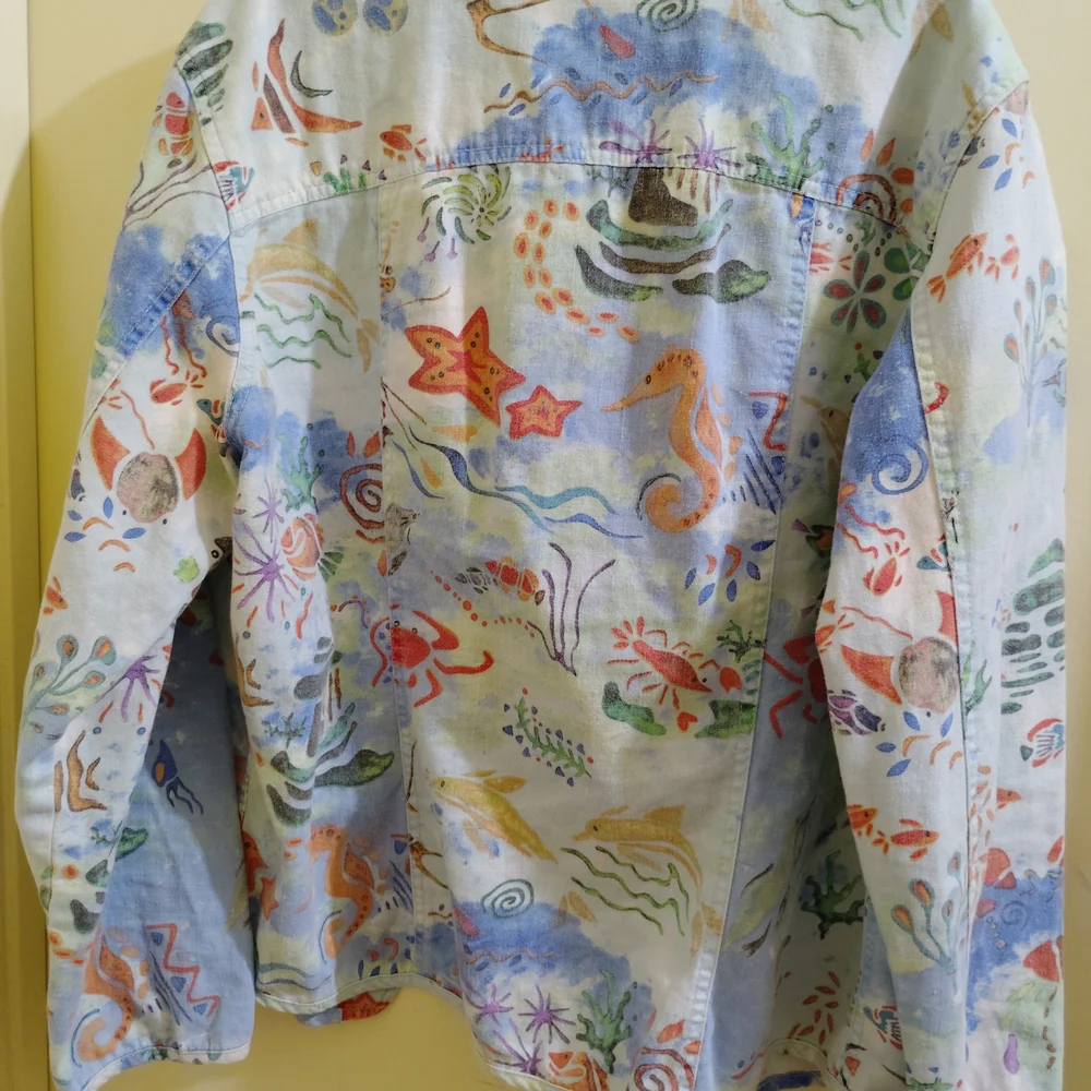 Chico's Multicolor Floral Linen Blend Jacket - Picture 3 of 3